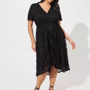 Torrid Black High-Low Puff Sleeve Dress